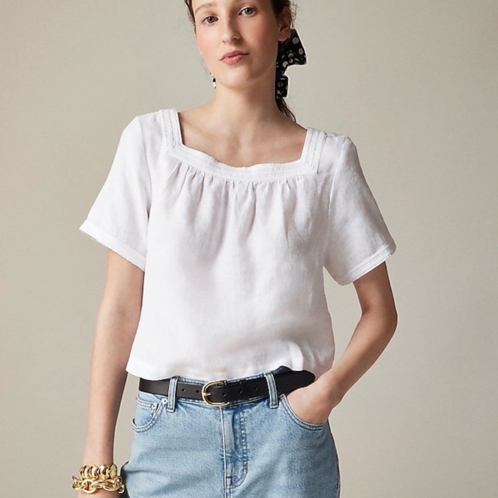 NWT J. Crew Sailor squareneck top in linen Size Medium